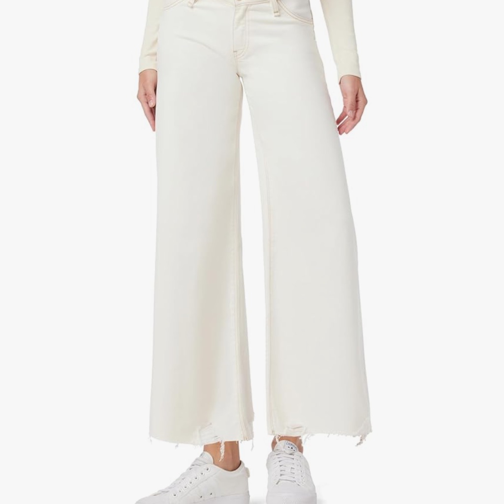 Hudson Jeans Maternity Women's Flare Wide-Leg White Jeans With Side Elastic